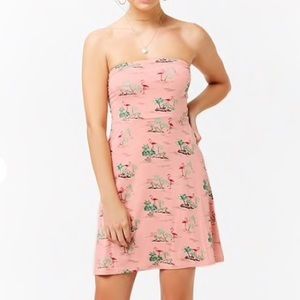 F21 Pink Flamingo Strapless Tube Dress